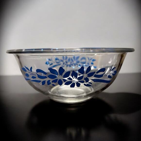 Pyrex Blue Ribbon Serving Mixing Bowl 2 Pc Set made in USA 322 325 - Picture 2 of 9